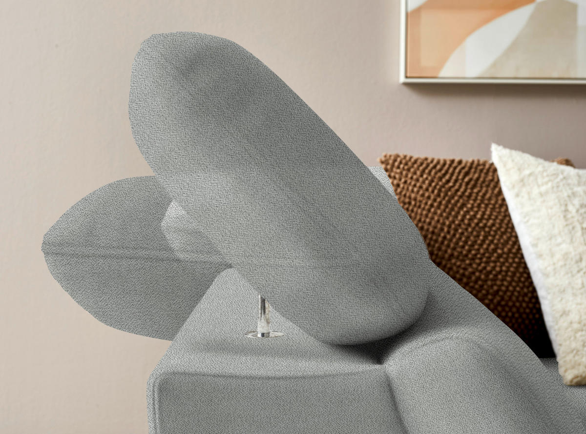 ECKSOFA in Flachgewebe Hellgrau  - Eichefarben/Hellgrau, Modern, Holz/Textil (212/287cm) - Valnatura