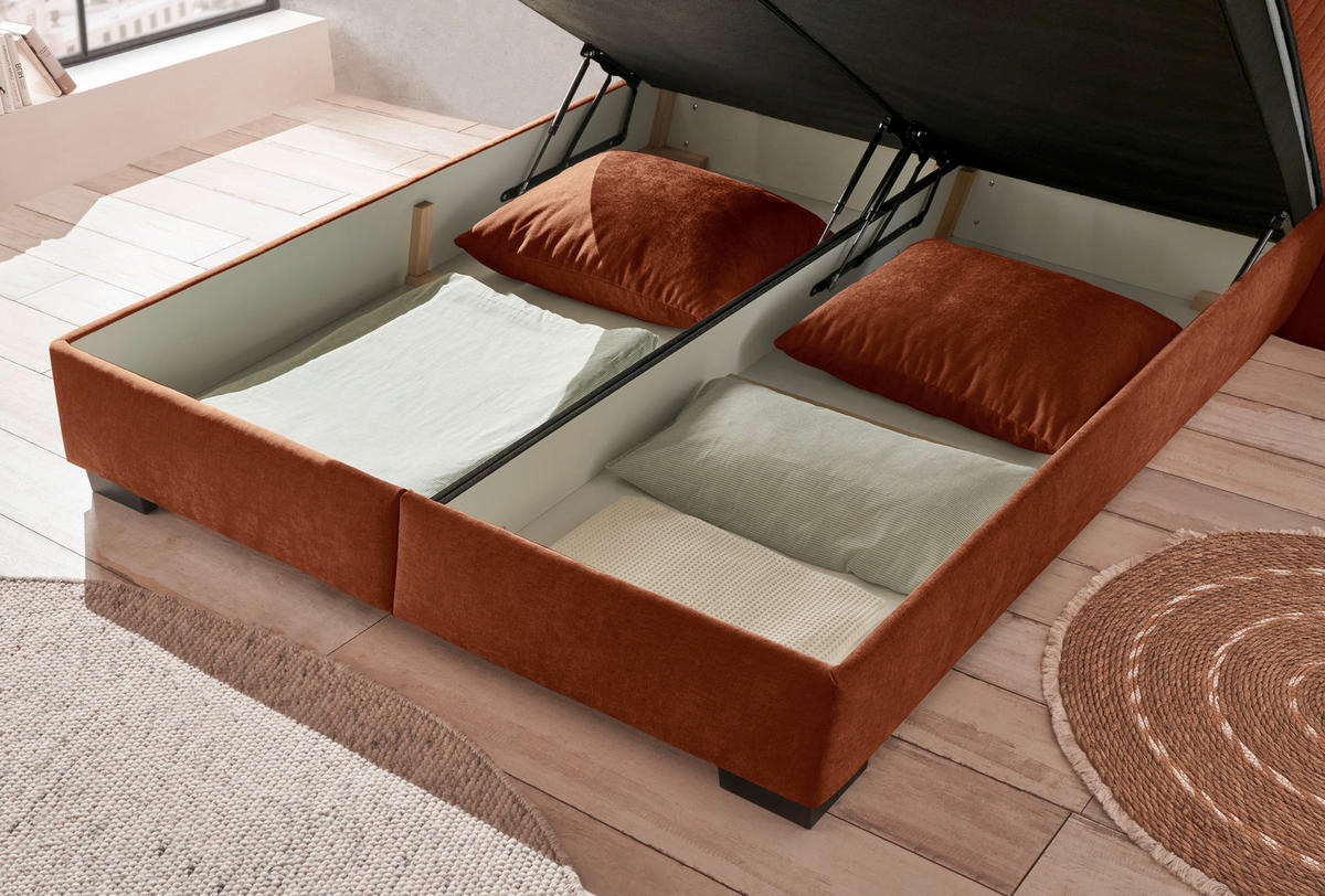 BOXBETT 180/200 cm  in Cognac  - Cognac/Schwarz, MODERN, Holzwerkstoff/Kunststoff (180/200cm) - MID.YOU