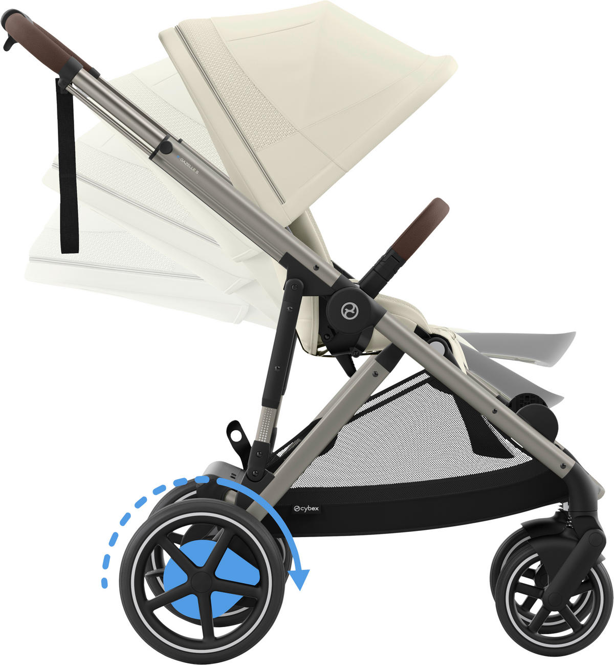 KINDERWAGEN E-GAZELLE S  - Taupe, Design, Kunststoff/Metall (94.5/66/100cm) - Cybex