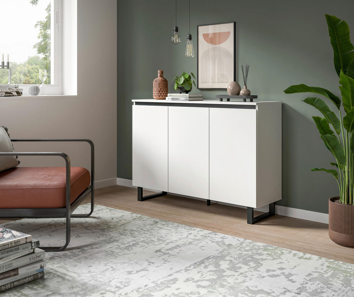 SIDEBOARD  120/84/36 cm  - Weiss/Schwarz, Design, Holzwerkstoff/Metall (120/84/36cm) - Livetastic