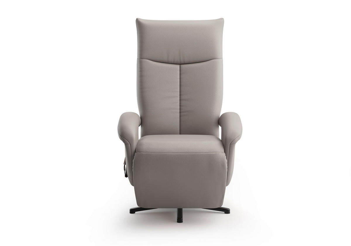 SESSEL in Echtleder Hellgrau  - Hellgrau/Schwarz, Konventionell, Leder/Metall (74/112/82cm) - Sit & More