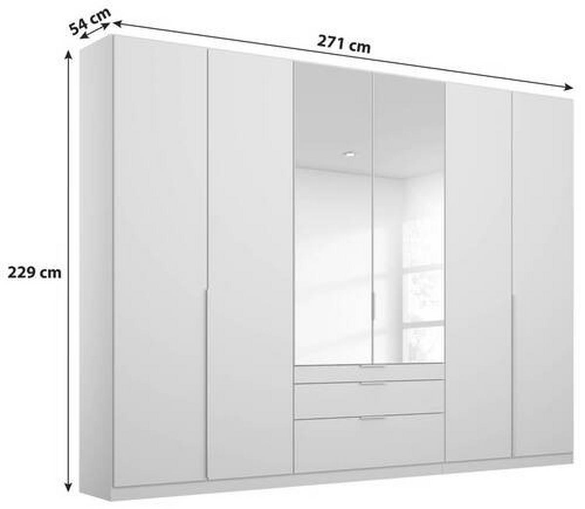 DREHTÜRENSCHRANK 271/229/54 cm 6-türig Weiß  - Alufarben/Weiß, MODERN, Holzwerkstoff/Metall (271/229/54cm) - Rauch Möbel