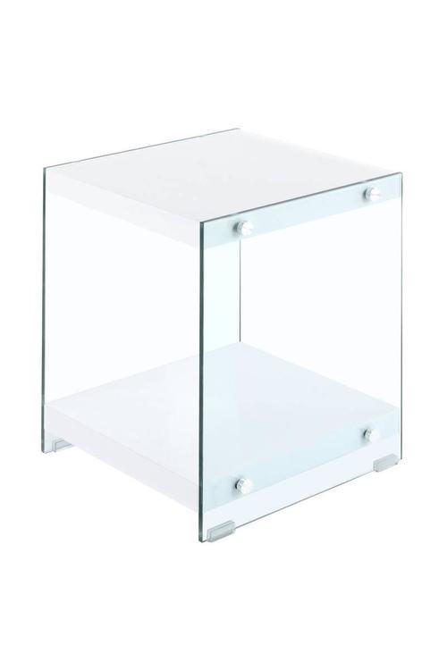 SIDOBORD i glas, trämaterial 35/35/45 cm  - klar/vit, Basics, trämaterial/glas (35/35/45cm) - Kayoom