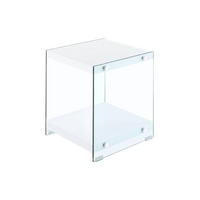 SIDOBORD i glas, trämaterial 35/35/45 cm  - klar/vit, Basics, trämaterial/glas (35/35/45cm) - Kayoom