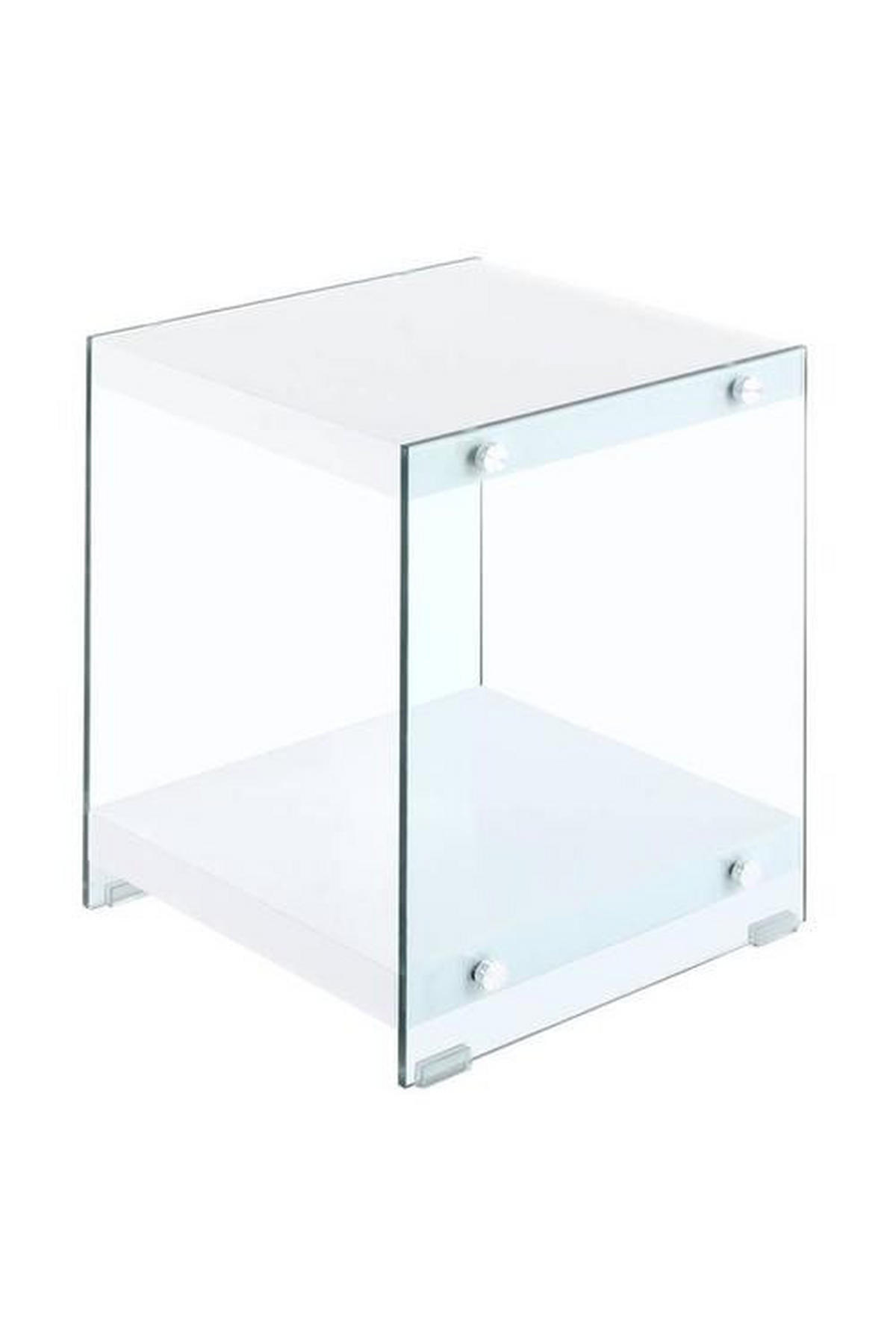 SIDOBORD i glas, trämaterial 35/35/45 cm  - klar/vit, Basics, trämaterial/glas (35/35/45cm) - Kayoom