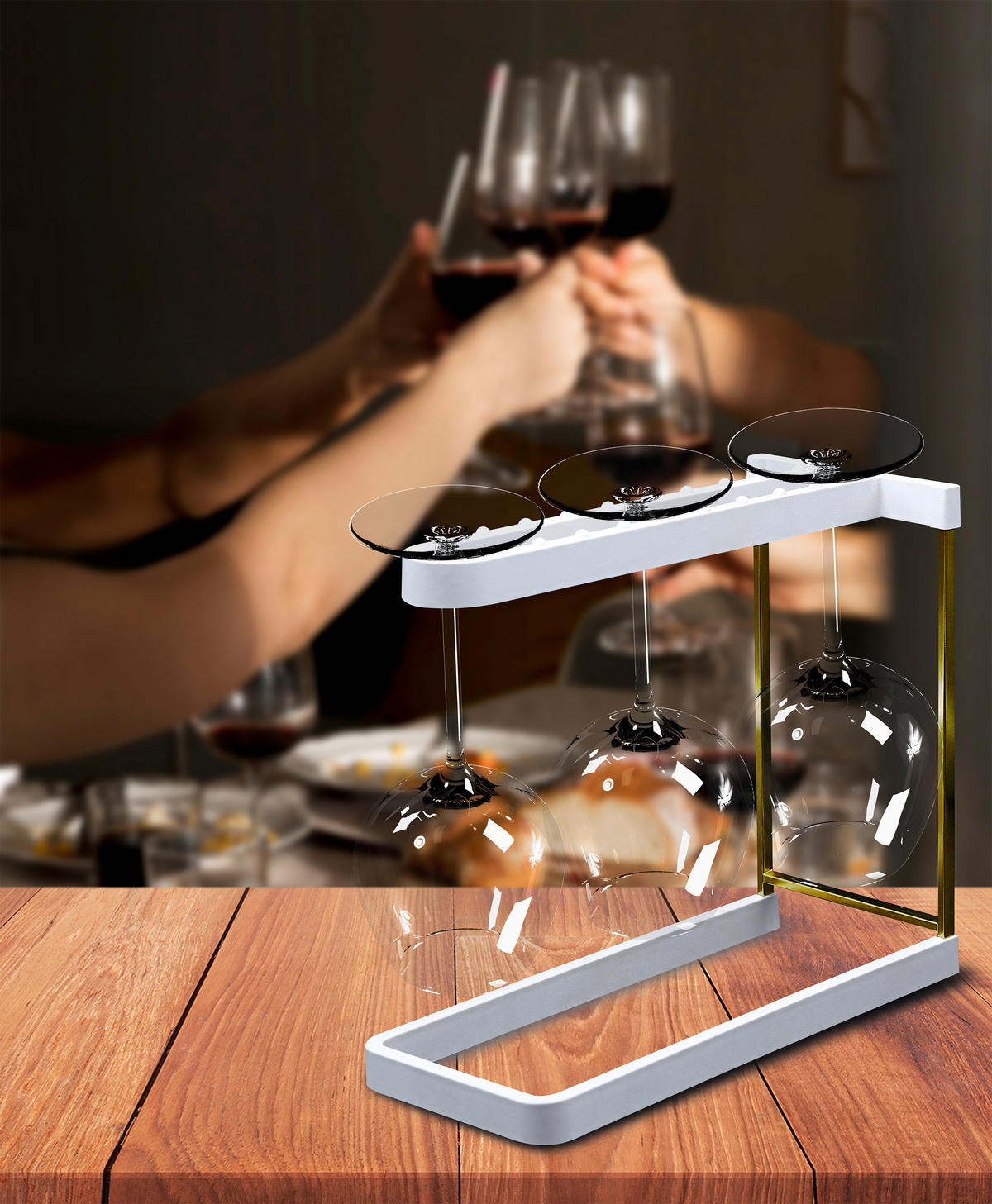 WEINGLASHALTER - Weiß, Basics, Naturmaterialien/Metall (28/24/13cm) - HAPPY SINKS