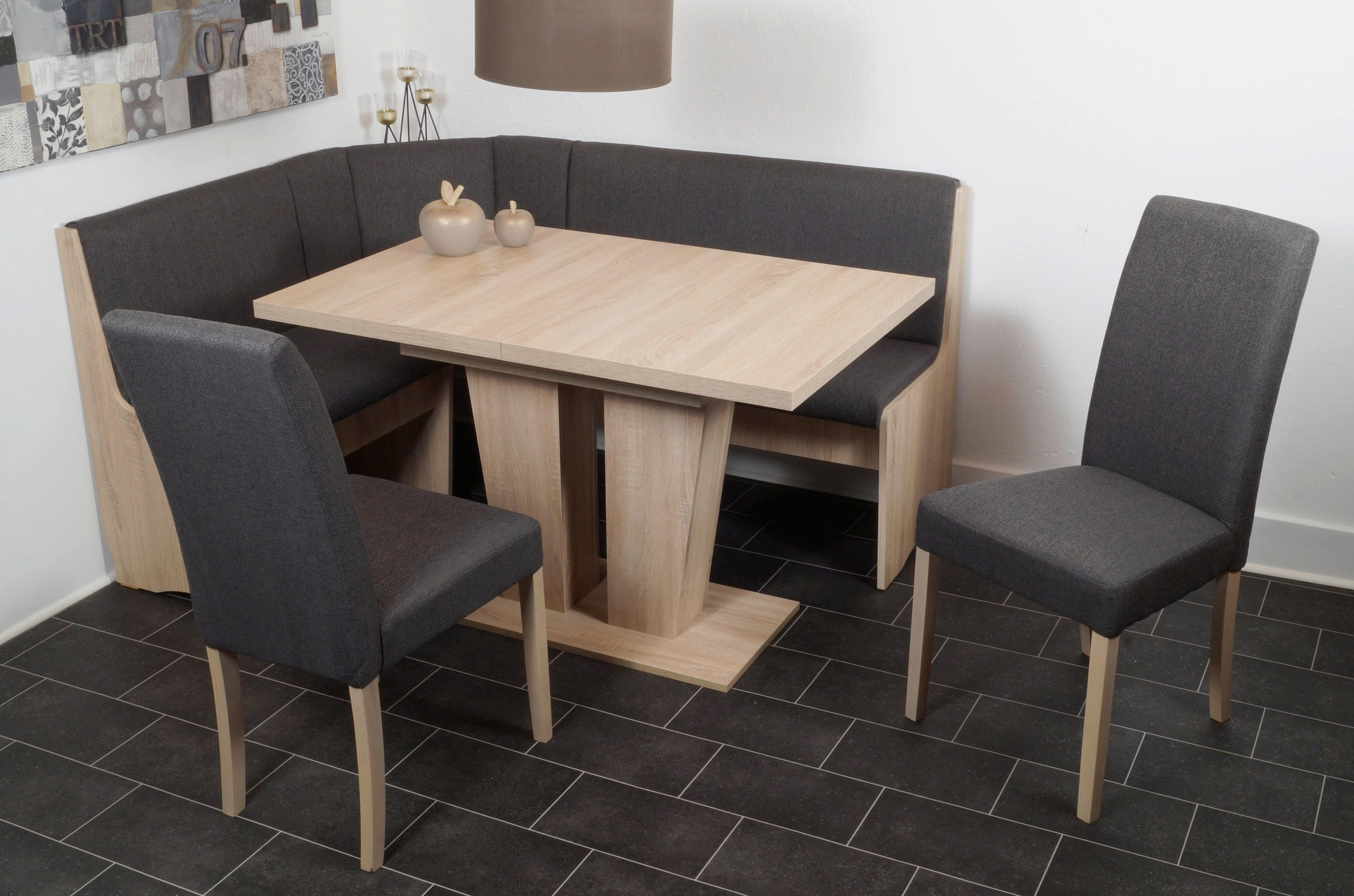 ECKBANKGRUPPE Webstoff Anthrazit, Sonoma Eiche  - Anthrazit/Sonoma Eiche, KONVENTIONELL, Holz/Textil (165/89/125cm) - MID.YOU