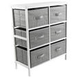 KOMMODE , 70/80/30 cm, 6 Schublade(n)  - Weiß/Grau, Basics, Karton/Holz (70/80/30cm) - Carryhome