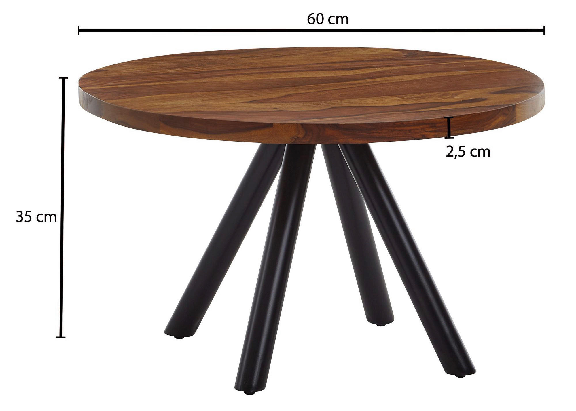 Thumbnail - Mid.you Couchtisch, Sheesham, Holz, Sheesham, massiv, rund, konisch, 60x35x60 cm, Wohnzimmer, Wohnzimmertische, Couchtis...