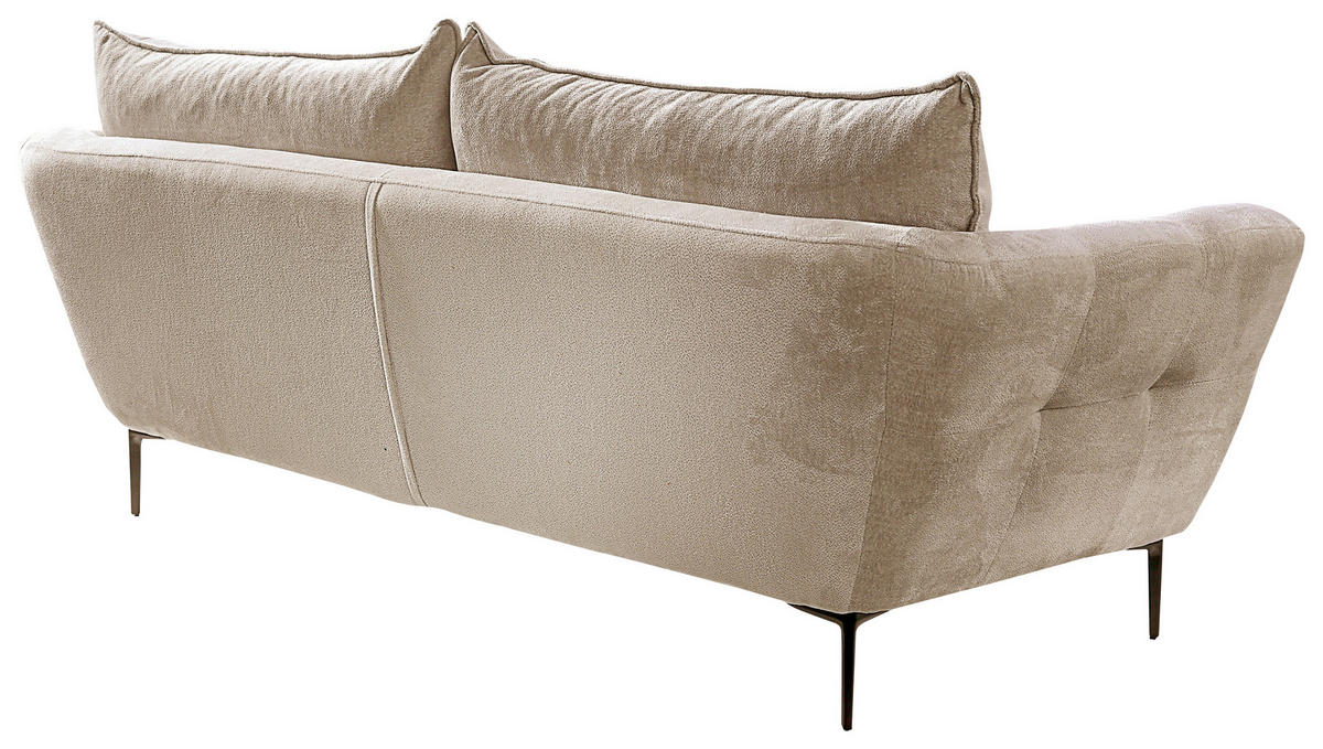 SOFA in Velours Beige  - Beige/Schwarz, Design, Textil/Metall (225/86/95cm) - MID.YOU