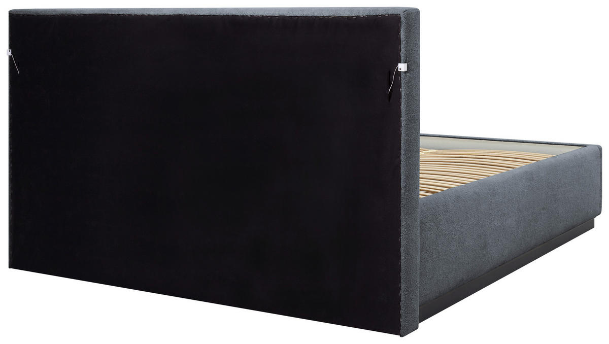POLSTERBETT 140/200 cm,  in Dunkelgrau, gepolstertes Kopfteil, Beleuchtung, Lattenrost, Bettkasten,  - Dunkelgrau/Birkefarben, Design, Holz/Holzwerkstoff (140/200cm) - Chameo