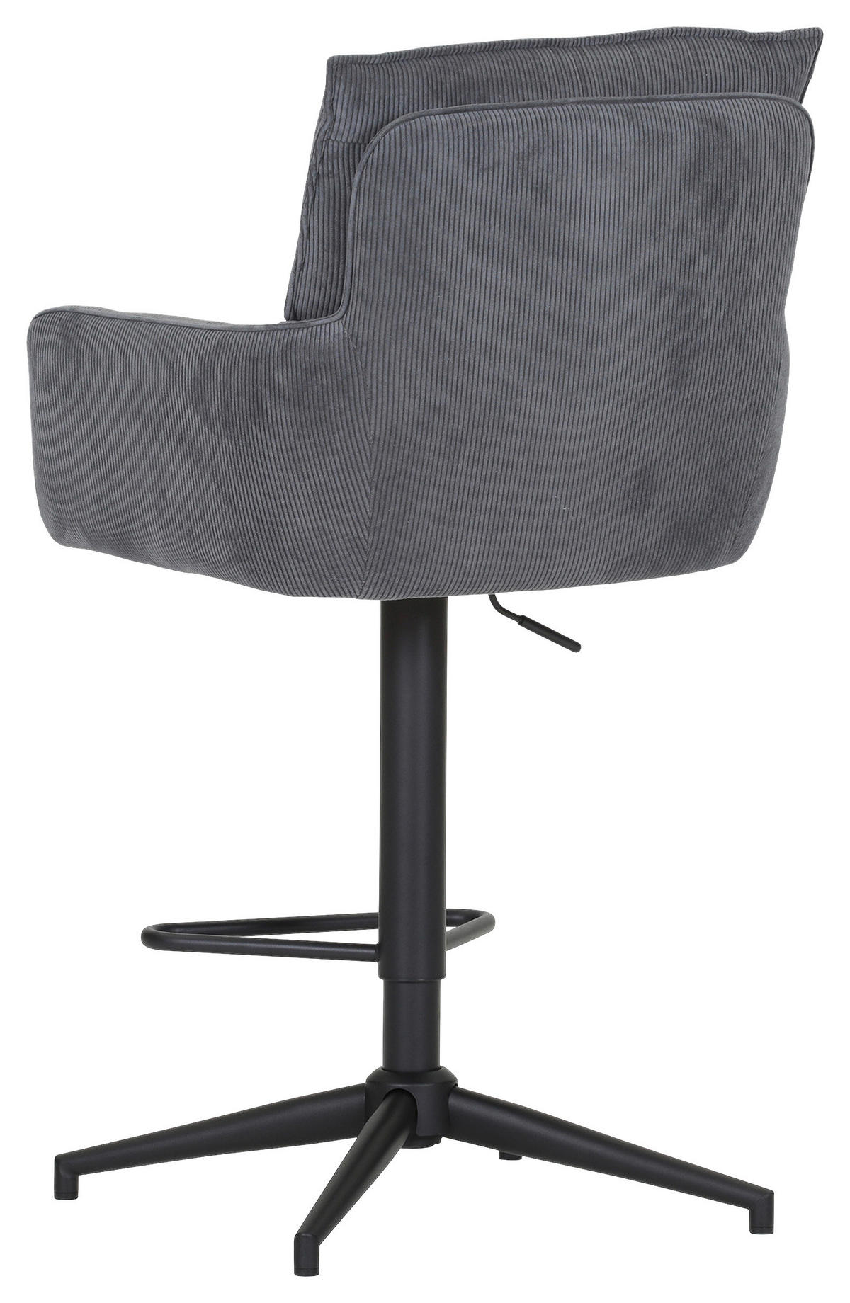 BARHOCKER Cord Anthrazit Stoffauswahl, Sitzfläche 360° drehbar  - Anthrazit/Schwarz, Design, Textil/Metall (54/98-120/58cm) - Novel