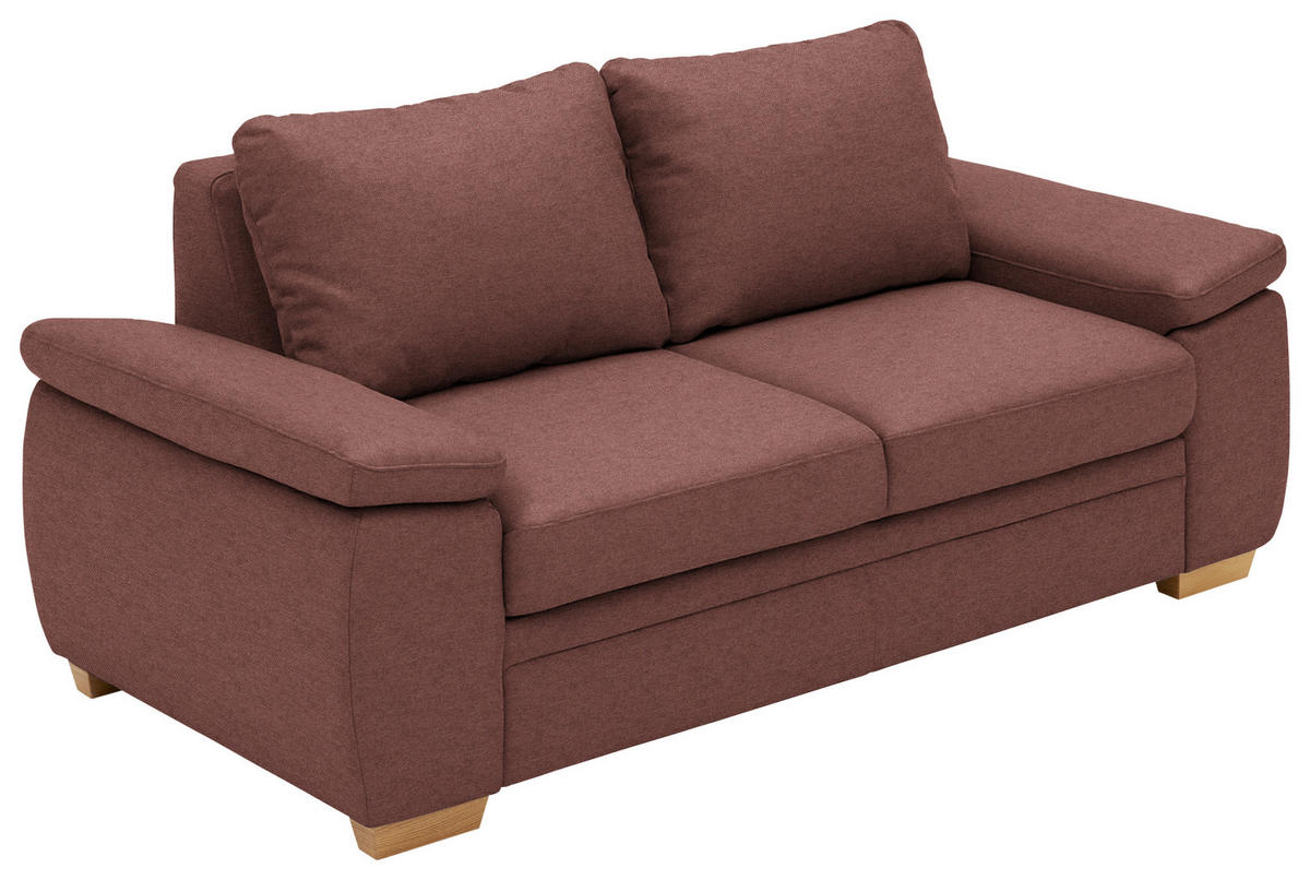 SCHLAFSOFA Chenille Weinrot  - Eiche Bianco/Weinrot, KONVENTIONELL, Holz/Textil (196/90/100cm) - Beldomo Style