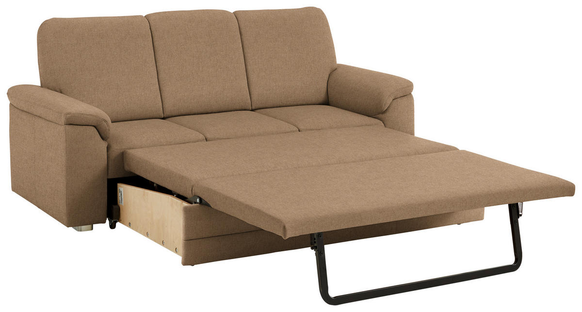 3-SITZER-SOFA Chenille Altrosa, Hellbraun  - Hellbraun/Alufarben, Konventionell, Textil/Metall (208/96/89cm) - Beldomo Comfort