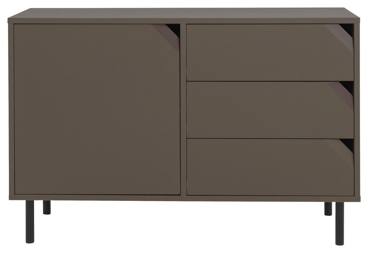 SIDEBOARD  in 118/77/43 cm  - Taupe/Schwarz, Design, Holzwerkstoff/Metall (118/77/43cm)