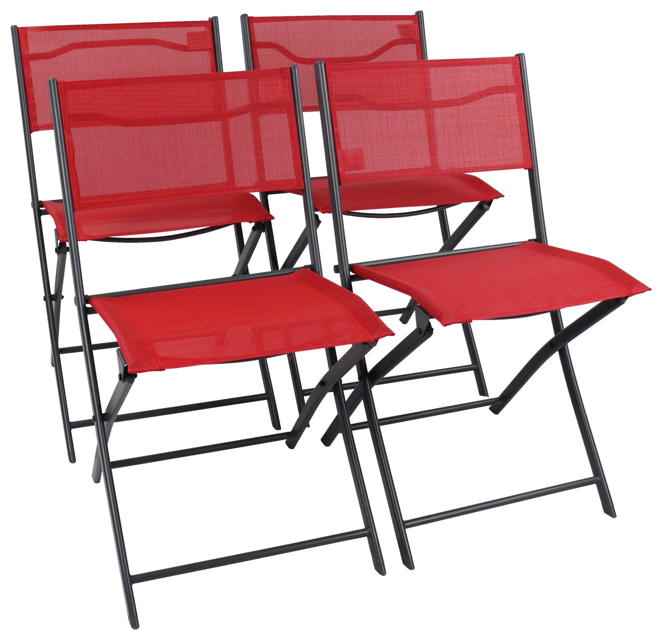 GARTENSTUHL-SET - Rot/Schwarz, Modern, Textil/Metall (45/79/46cm) - Ambia Garden