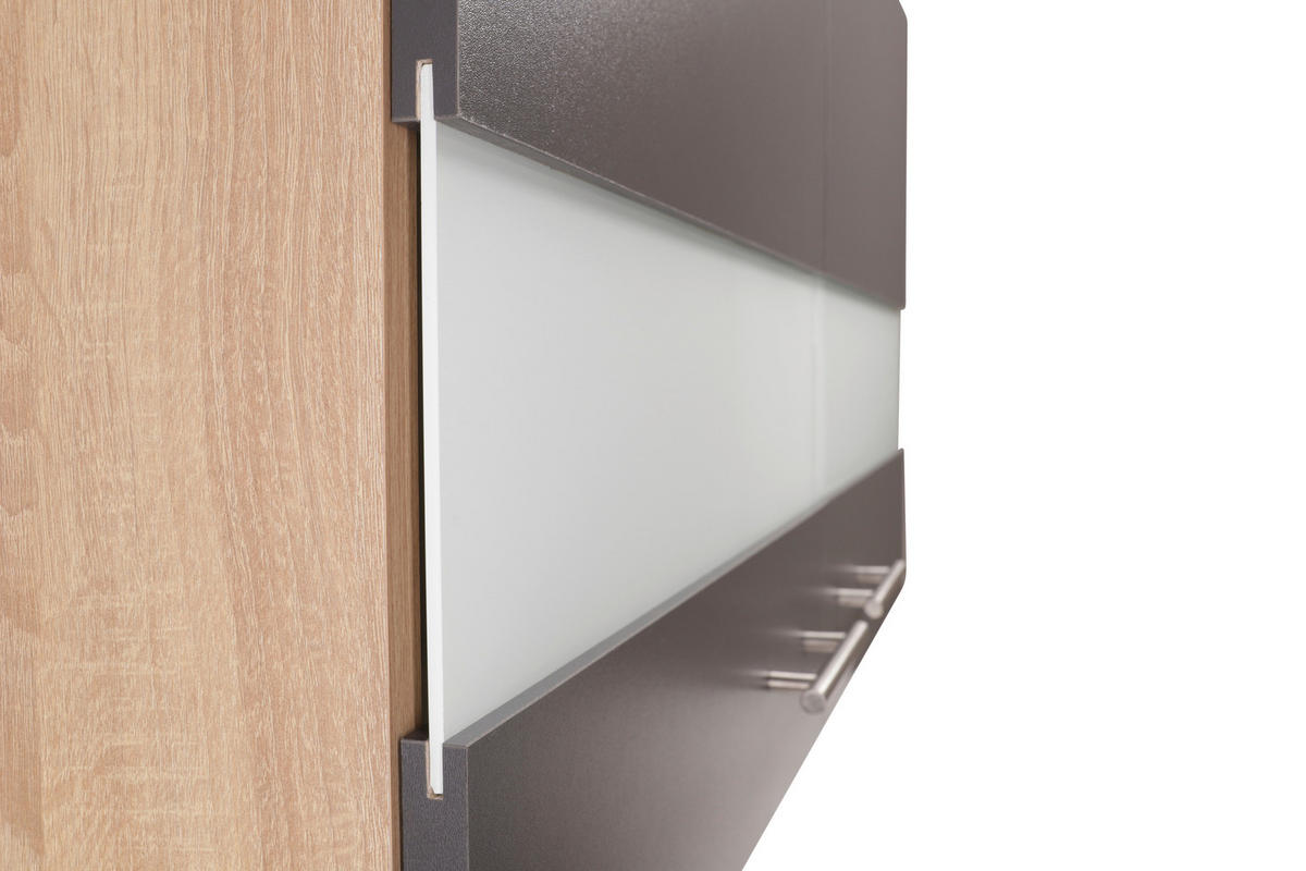 KÜCHENOBERSCHRANK 110/56,1/34,6 cm  in Grau, Eichefarben  - Eichefarben/Silberfarben, Basics, Glas/Holzwerkstoff (110/56,1/34,6cm) - Respekta