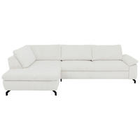 ECKSOFA in Cord, Velours Creme, Naturfarben  - Creme/Schwarz, Design, Textil/Metall (197/291cm) - Beldomo Style