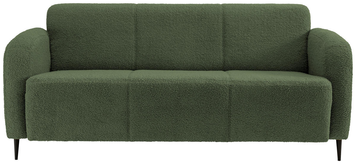 3-SITZER-SOFA Teddystoff Dunkelgrün  - Dunkelgrün/Schwarz, MODERN, Textil/Metall (180/76/90cm) - Livetastic
