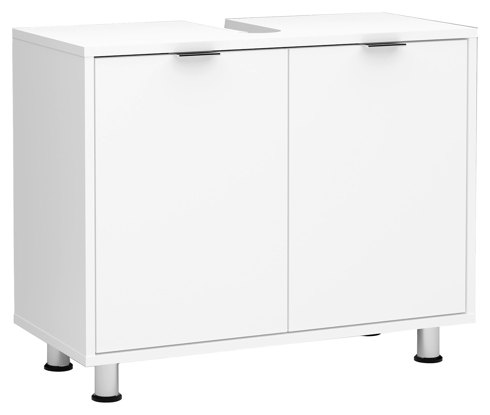 SKRINKA POD UMÝVADLO, biela, 70/57/33 cm - biela/strieborná, Modern, kov/kompozitné drevo (70/57/33cm) - MID.YOU