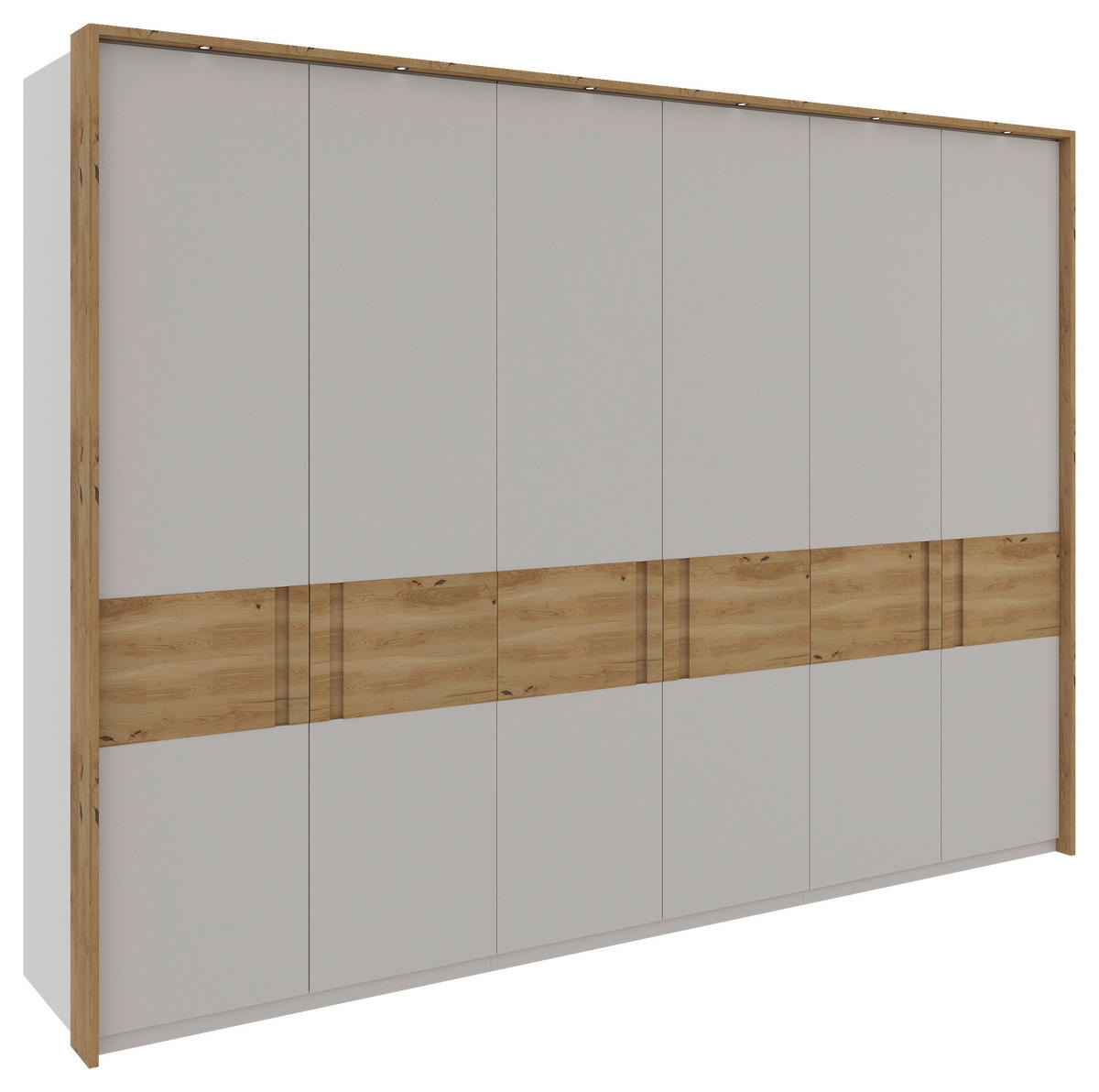 DREHTÜRENSCHRANK in Hellgrau, Eichefarben  - Eichefarben/Hellgrau, Modern, Holz/Holzwerkstoff (301,5/222/60cm) - Xora