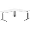 ECKSCHREIBTISCH 180/80/70-82 cm  in Weiß, Alufarben  - Alufarben/Weiß, KONVENTIONELL, Holzwerkstoff/Metall (180/80/70-82cm) - Moderano