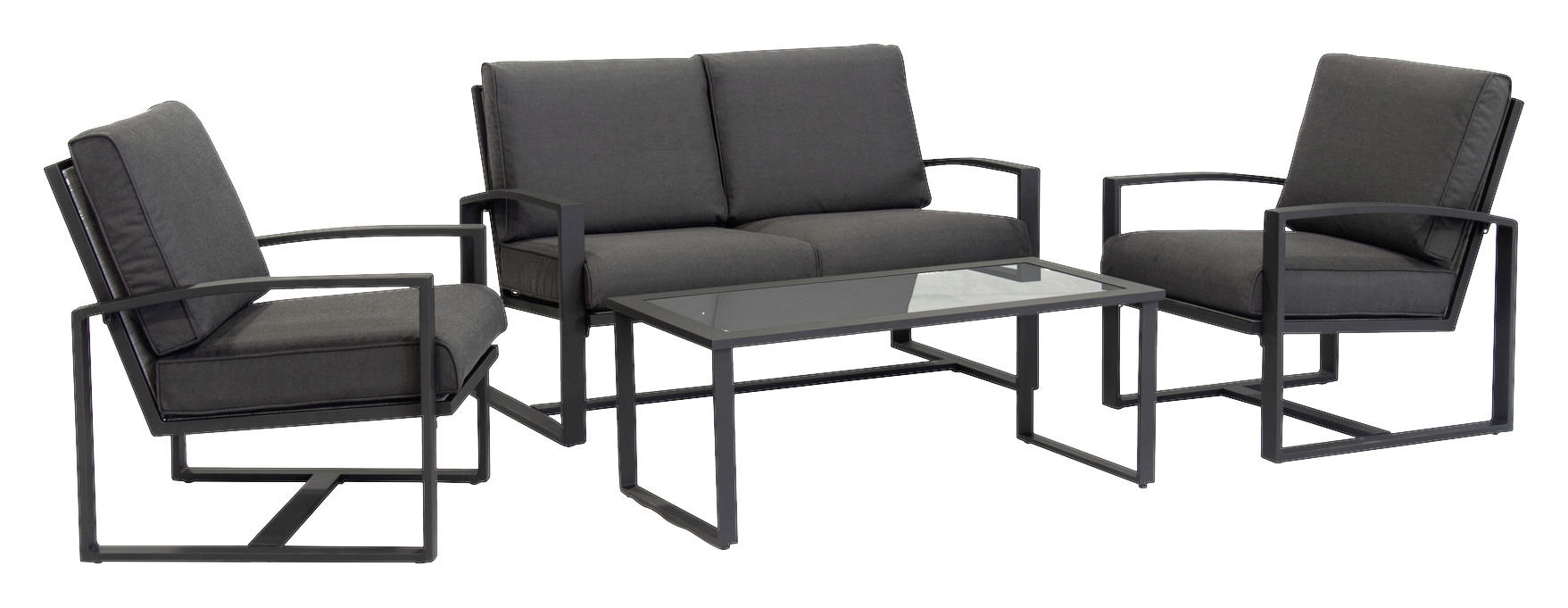 LOUNGEGARNITUR Dunkelgrau Aluminium  - Dunkelgrau, Design, Glas/Textil - Ambia Garden