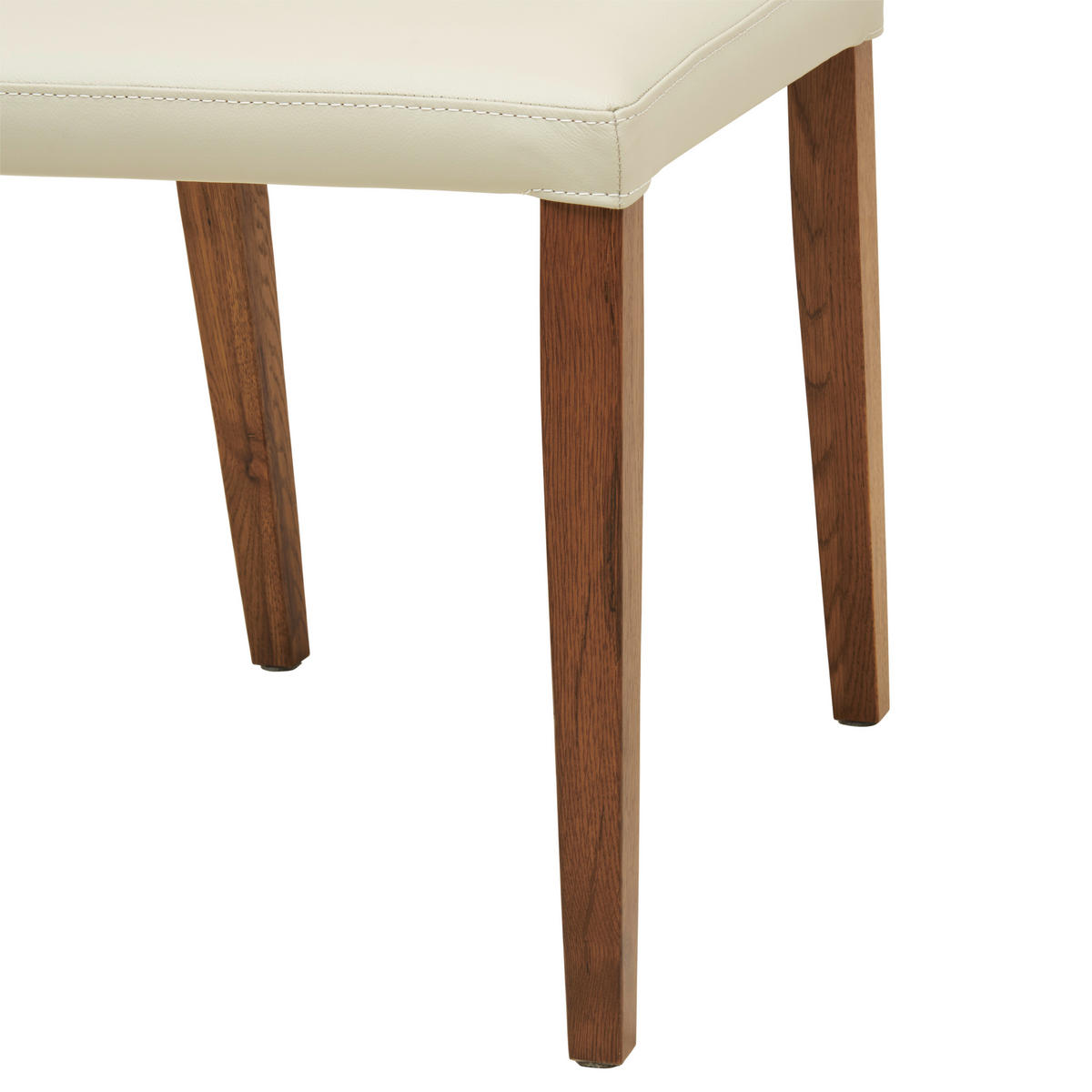 STUHL Echtleder Beige  - Beige/Walnussfarben, MODERN, Leder (47,5/87/57,5cm) - Livetastic