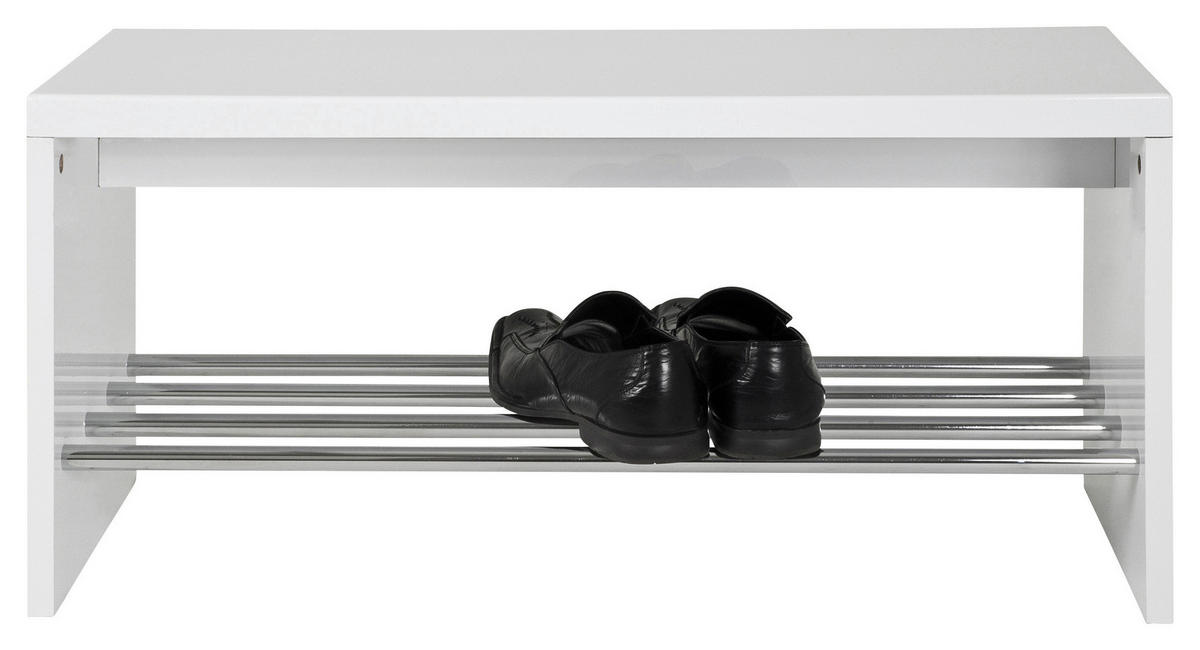 KLUPA ZA PREDSOBLJE  bela  metal, pločasti materijal  - bela, Konvencionalno, metal/pločasti materijal (81/40/30cm)