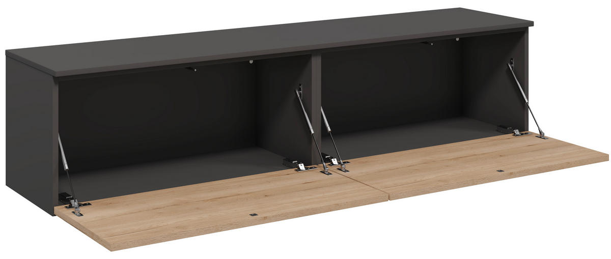 LOWBOARD  160,3/37,6/37,4 cm  individuell planbar, Beimöbel erhältlich, hängend, in verschiedenen Größen erhältlich, in verschiedenen Holzdekoren erhältlich  - Schieferfarben/Eichefarben, Design, Holzwerkstoff (160,3/37,6/37,4cm) - Celina Home