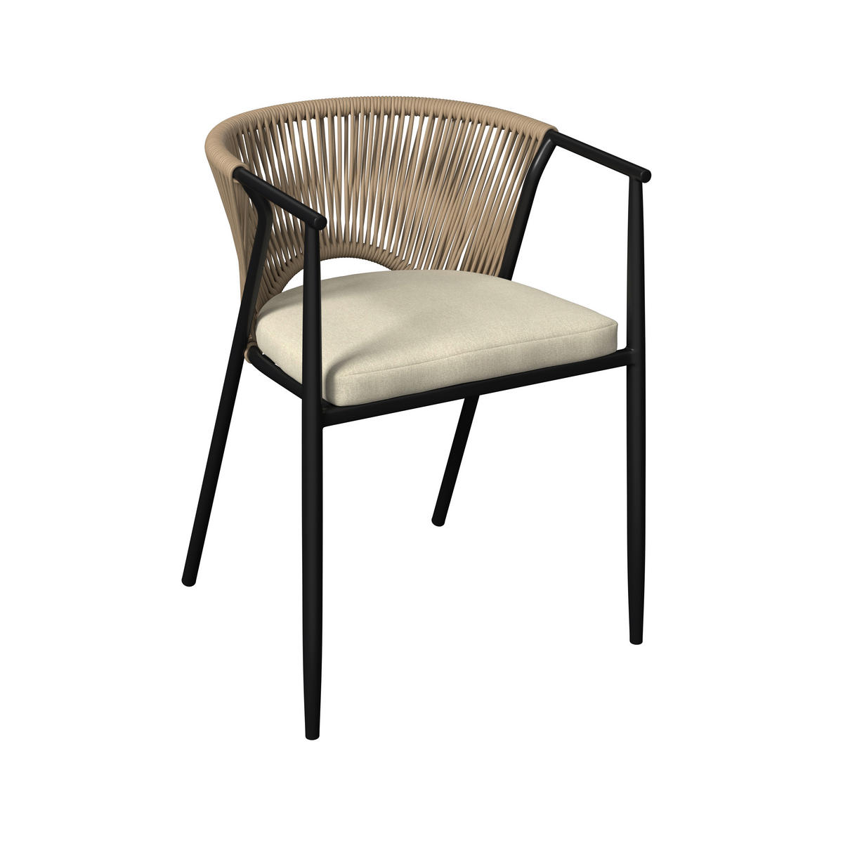 GARTENSTUHL Eisen Beige, Schwarz  - Beige/Schwarz, MODERN, Kunststoff/Textil (58/75/57cm) - Ambia Garden