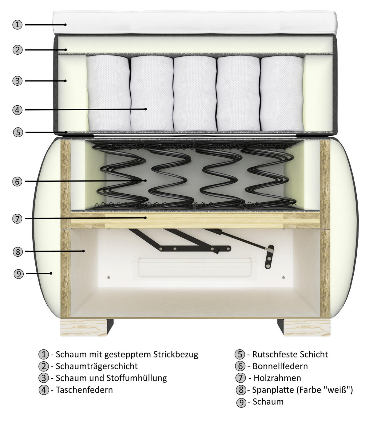 BOXSPRINGBETT 180/200 cm  in Anthrazit  - Wengefarben/Anthrazit, Konventionell, Holz/Textil (180/200cm) - Xora