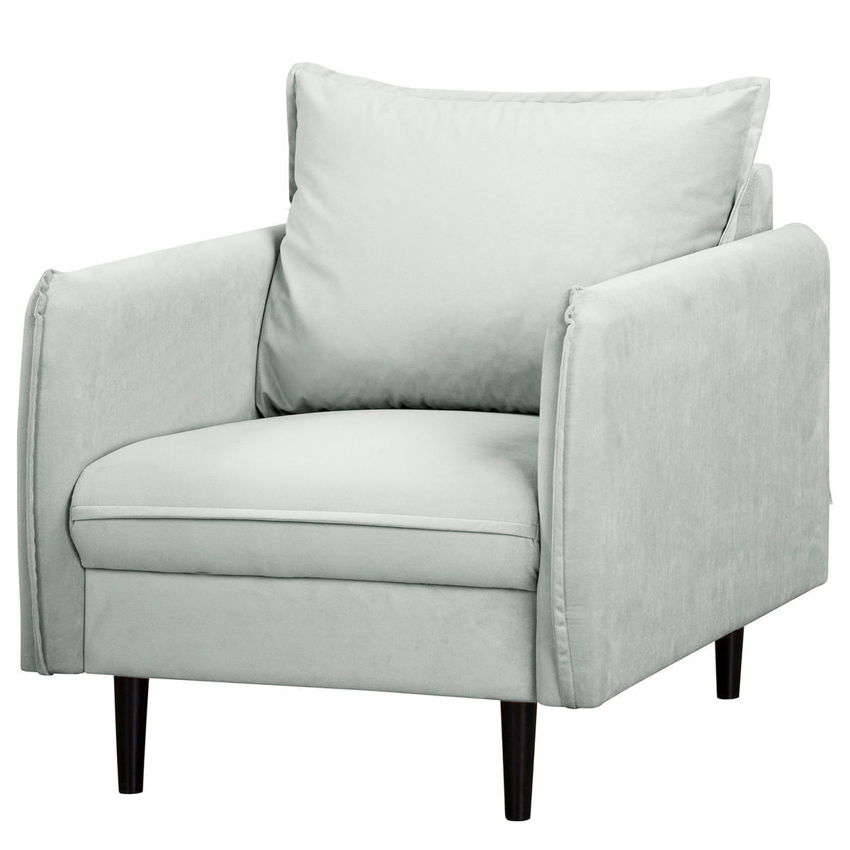 SESSEL in Samt Dunkelblau  - Schwarz/Dunkelblau, Design, Holz/Textil (74/86/100cm) - P & B