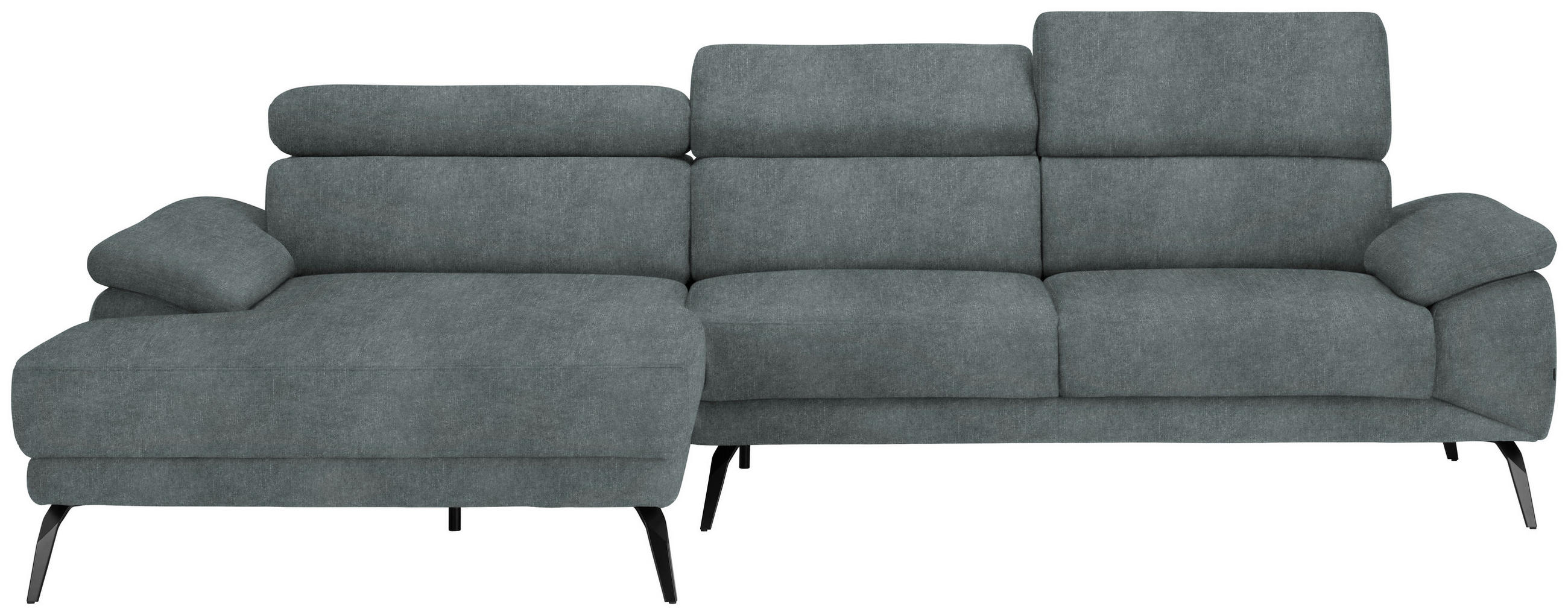 ECKSOFA Grau Velours  - Schwarz/Grau, Design, Textil/Metall (187/295cm) - Novel