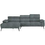 ECKSOFA in Samt Grau  - Schwarz/Grau, Design, Textil/Metall (187/295cm) - Novel