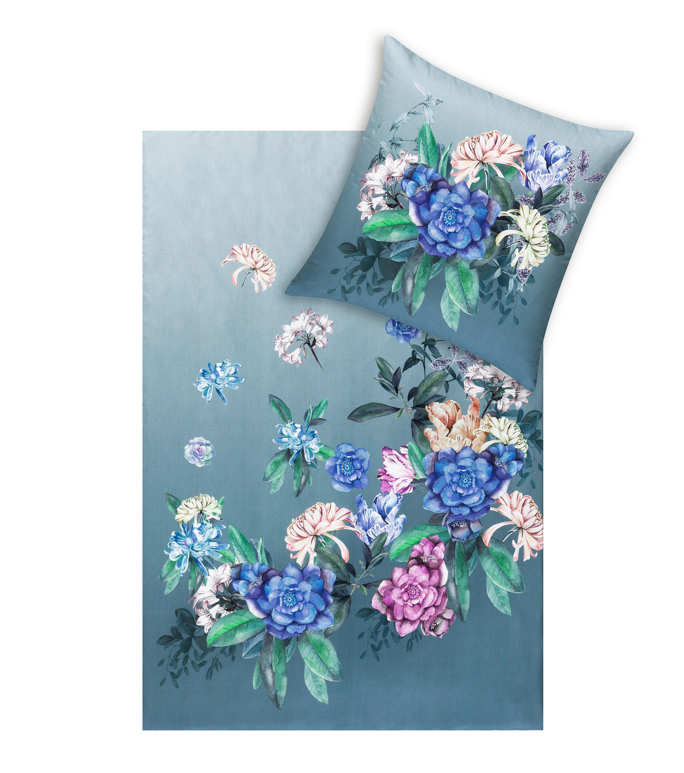 BETTWÄSCHE Impulse Makosatin 135/200 cm  - Blau, Design, Textil (135/200cm) - Estella