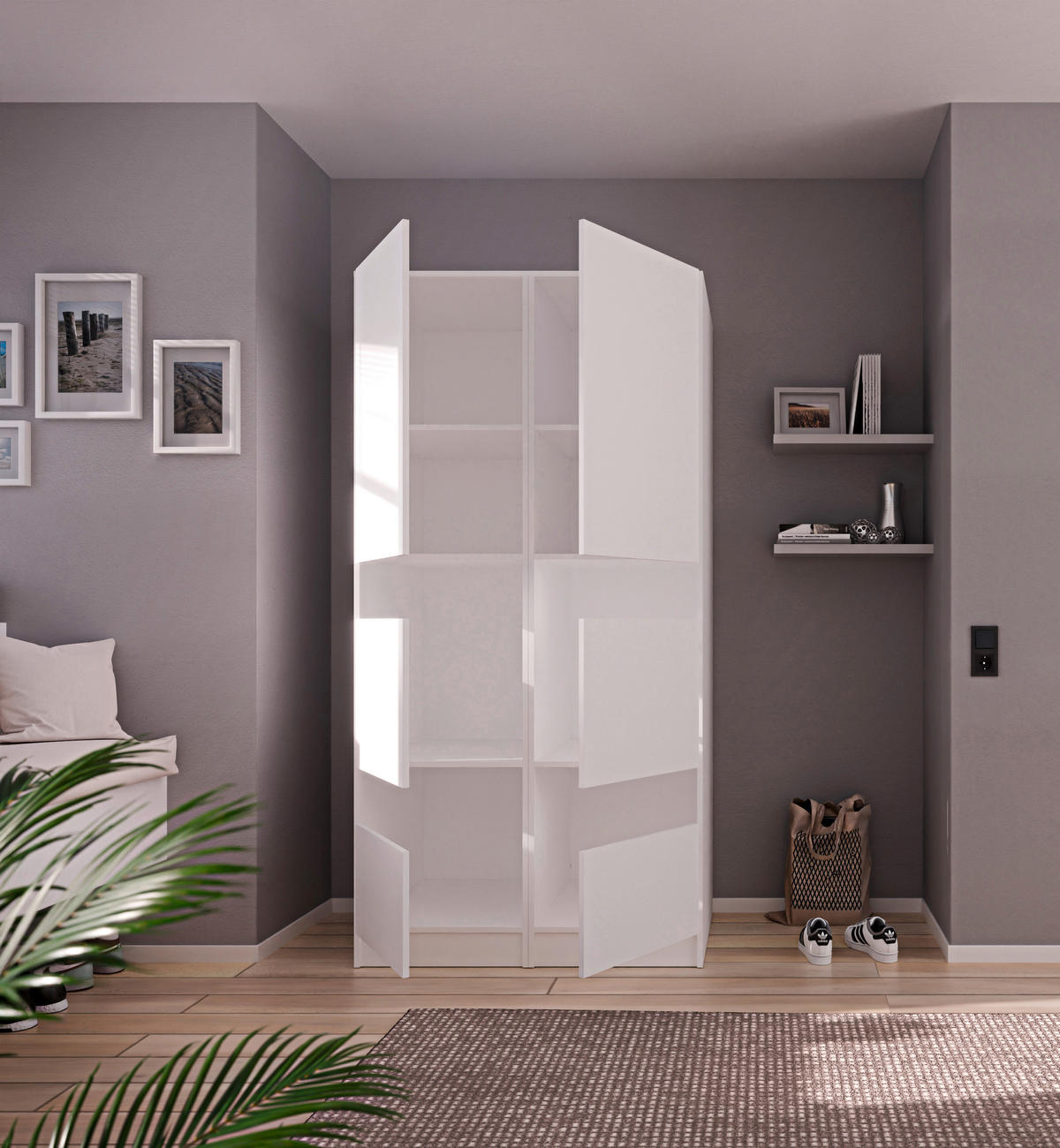 MEHRZWECKSCHRANK 50/200/68 cm  in Weiß  - Schwarz/Weiß, Design, Holzwerkstoff/Metall (50/200/68cm) - Milino