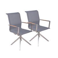 GARTENSTUHL-SET Teakholz Edelstahl Grau, Naturfarben, Silberfarben  - Silberfarben/Naturfarben, Basics, Holz/Kunststoff (63/95/54cm) - Gardenson