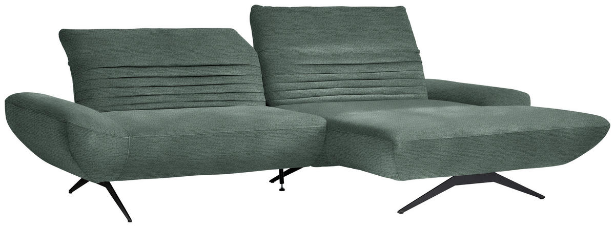 ECKSOFA in Chenille Blaugrau  - Blaugrau/Schwarz, Design, Textil/Metall (280/170-195cm) - Dieter Knoll
