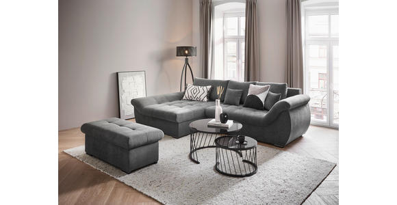 ECKSOFA Grau Flachgewebe - Schwarz/Grau, Design, Kunststoff/Textil (175/278cm) - Xora