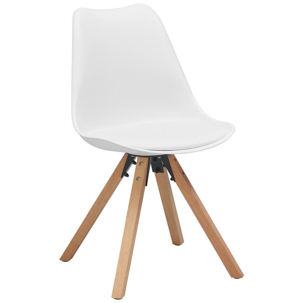 Scaun din lemn, plastic, textil, alb - Imagine 1