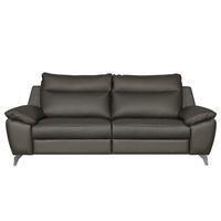 2,5-SITZER 216/95/96 cm PERLE in Echtleder Anthrazit   - Chromfarben/Anthrazit, Design, Leder/Metall (216/95/96cm) - Livetastic