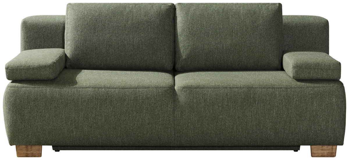BOXSPRINGSOFA in Grün  - Naturfarben/Grün, Modern, Holz/Textil (205/93/108cm) - Novel