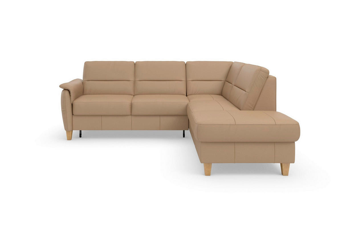 ROHOVÁ SEDAČKA, textil, kůže, cappuccino - barvy dubu/cappuccino, Basics, dřevo/textil (236/212cm) - Sit & More