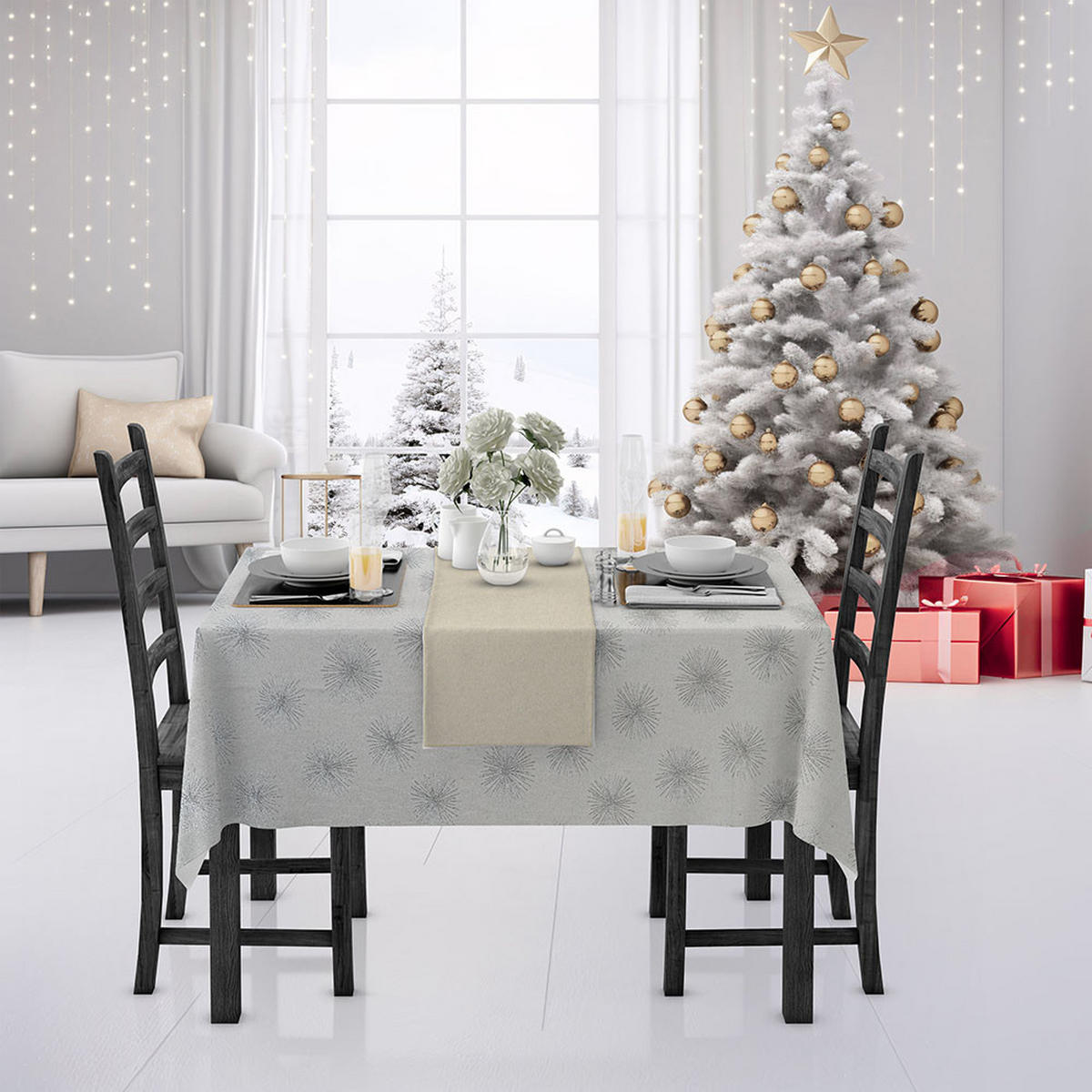 NADSTOLNJAK 40/140 cm    - bež/srebrna, Osnovno, tekstil (40/140cm) - X-Mas