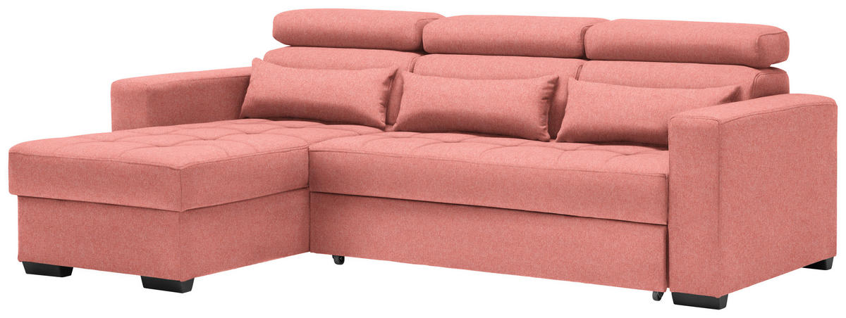 SAROKKANAPÉ textil korall  - fekete/korall, Modern, műanyag/textil (179/240cm) - Carryhome