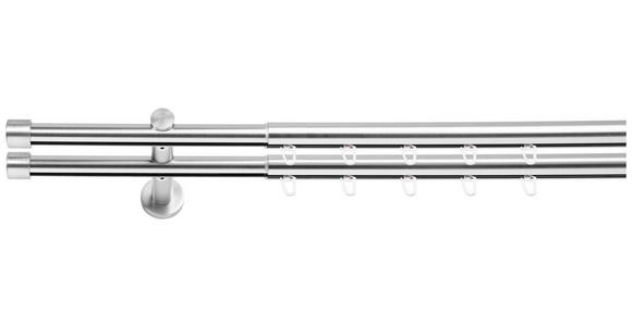 VORHANGSCHIENE - Grau Hochglanz, Basics, Metall (210/13,5/4,7cm) - Homeware