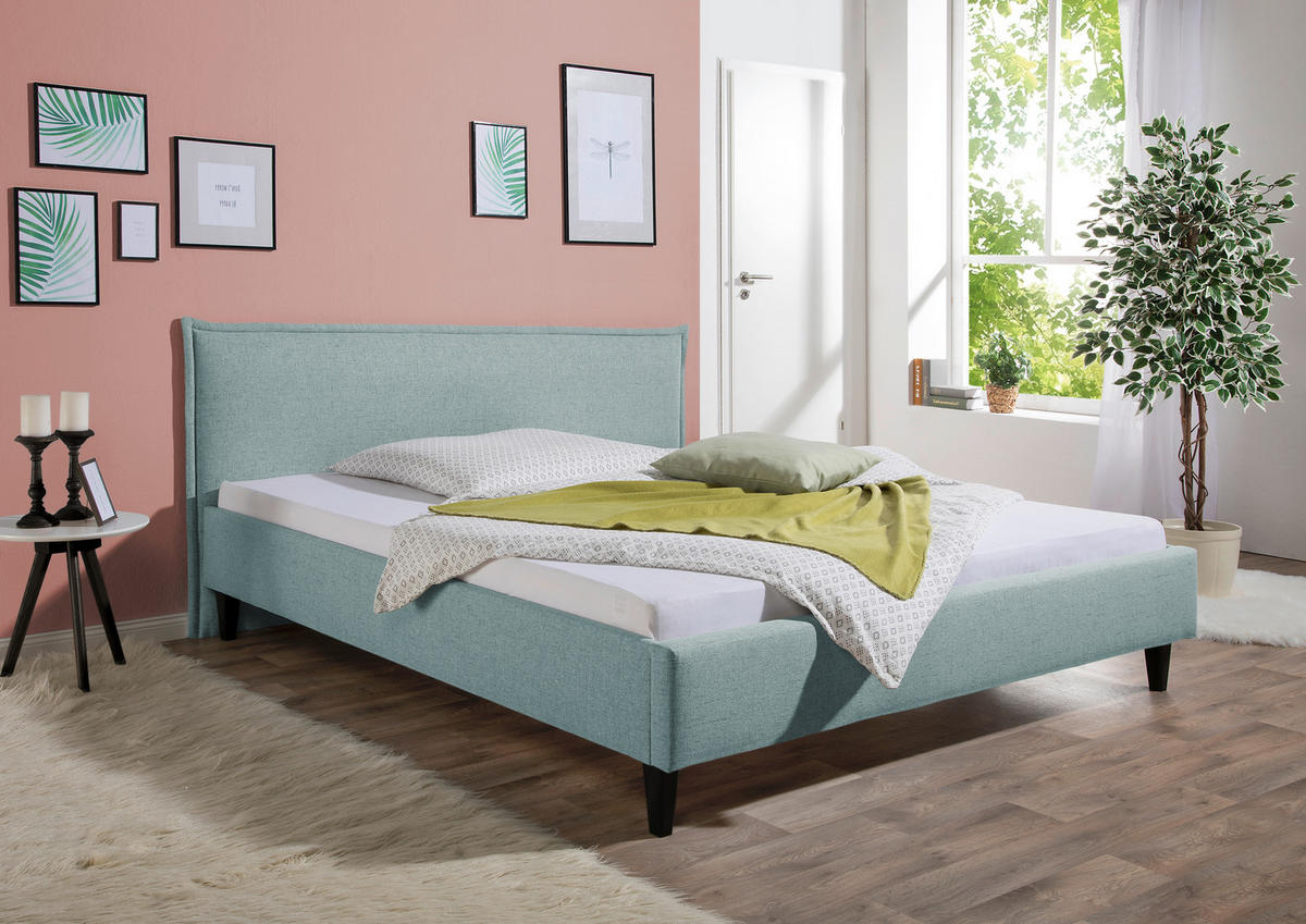 POLSTERBETT 160/200 cm,  in Petrol,  - Petrol/Schwarz, MODERN, Holz/Textil (160/200cm) - Livetastic