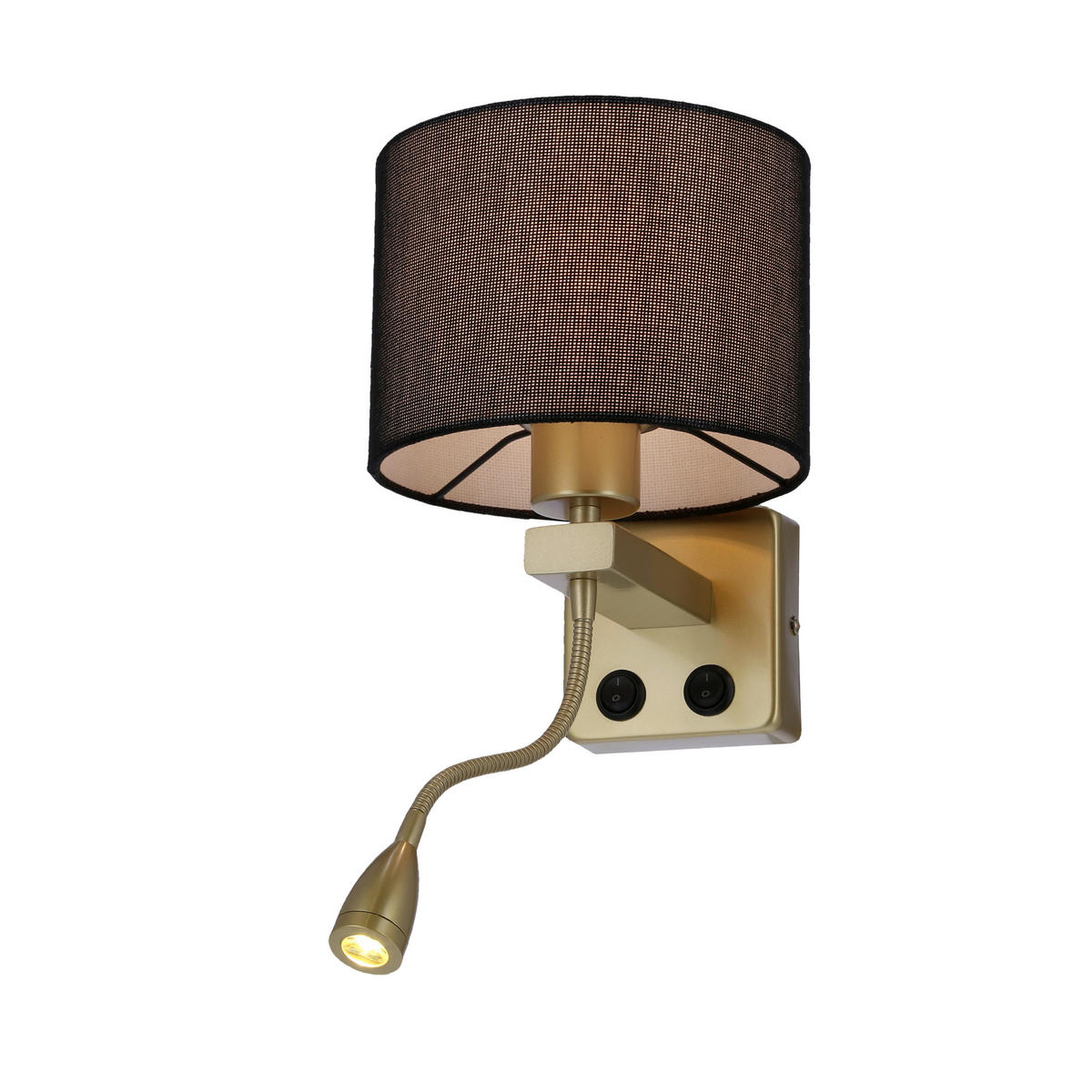 VÄGGLAMPA Polo 18/22/44 cm   - svart/guldfärgad, Basics, metall/plast (18/22/44cm)