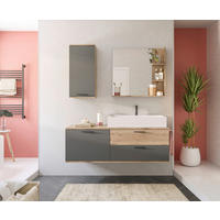 BADEZIMMER 3-teilig  in 140 cm  - Eichefarben/Weiß Hochglanz, MODERN, Glas/Keramik (140cm) - MID.YOU